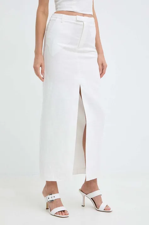 Ľanová sukňa Bardot SITA biela farba, maxi, rovný strih, 59262SB