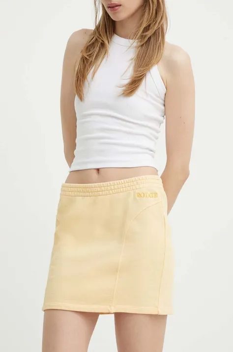 Βαμβακερή φούστα Rotate χρώμα: κίτρινο