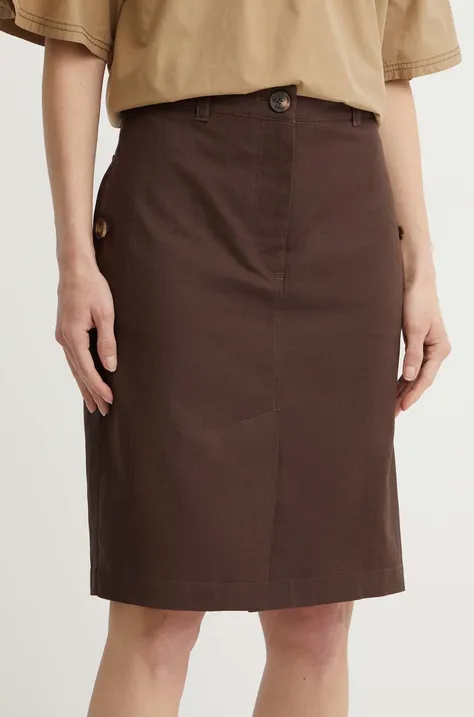 Suknja s dodatkom lana Weekend Max Mara boja: smeđa, mini, pencil, 2415101013600