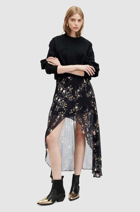 Юбка AllSaints SLVINA OTO SKIRT цвет чёрный maxi расклешённая WS525Z