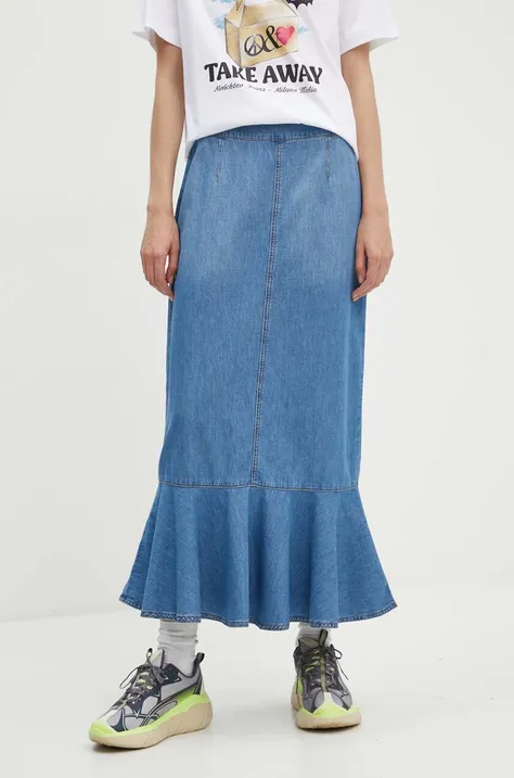Rifľová sukňa Moschino Jeans maxi, áčkový strih, 0123.3740