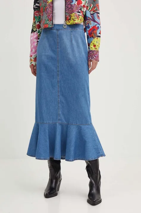 Rifľová sukňa Moschino Jeans maxi, áčkový strih, 0123.3740