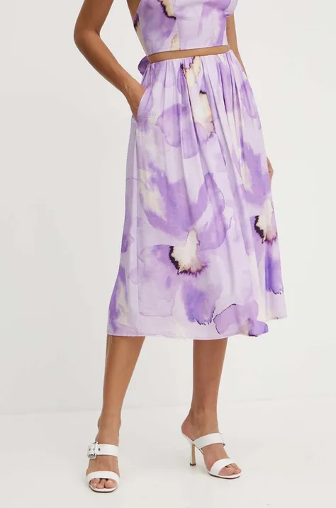 Sukňa Bardot LEIA fialová farba, midi, áčkový strih, 59372SB