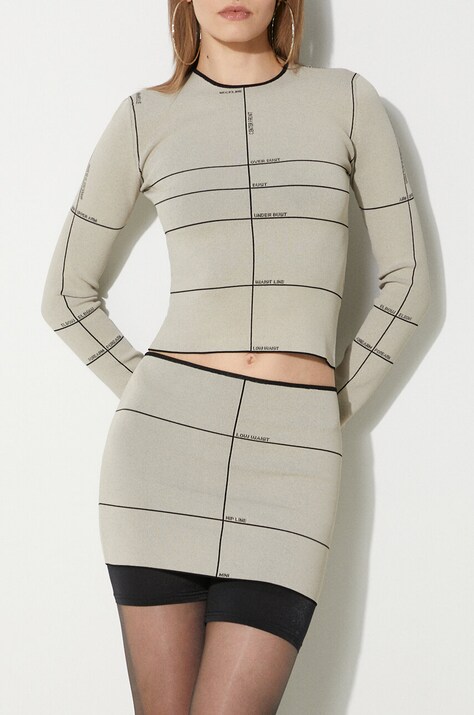 Maison Kitsuné fusta Mannequin Knit culoarea bej, mini, creion, WE64KN350O