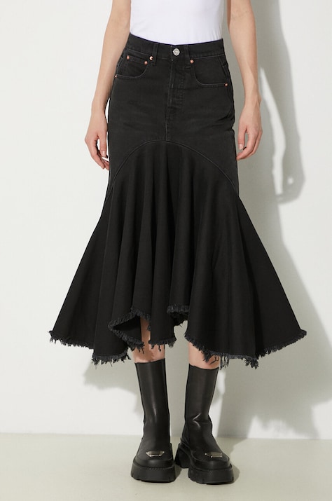 VETEMENTS spódnica jeansowa Denim Midi Skirt kolor czarny mini rozkloszowana WE64SK700B