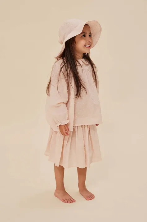 Dievčenská bavlnená sukňa Konges Sløjd ružová farba, mini, áčkový strih