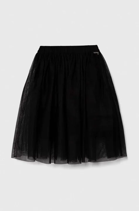 Guess spódnica dziecięca kolor czarny midi rozkloszowana