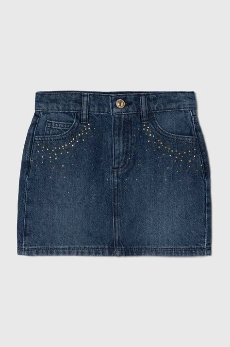 Guess spódnica jeansowa dziecięca kolor granatowy mini prosta