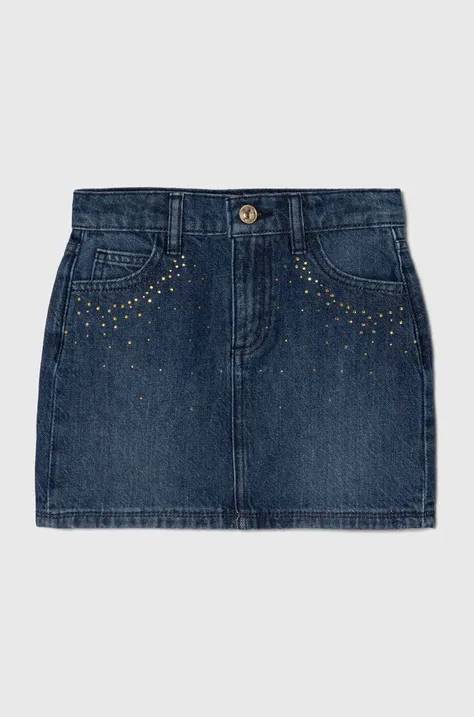 Guess fusta denim pentru copii culoarea albastru marin, mini, drept