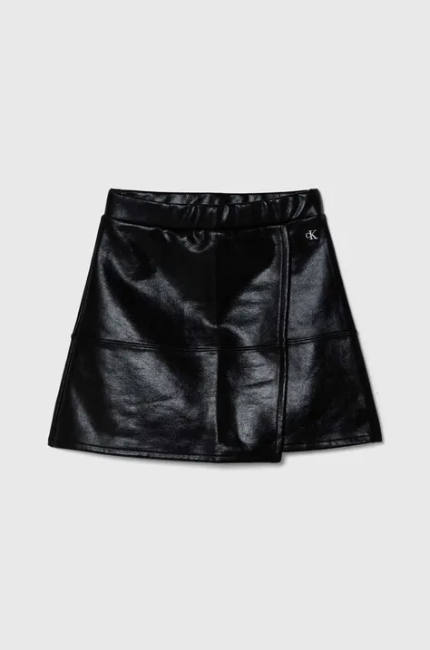 Dětská sukně Calvin Klein Jeans černá barva, mini, áčková