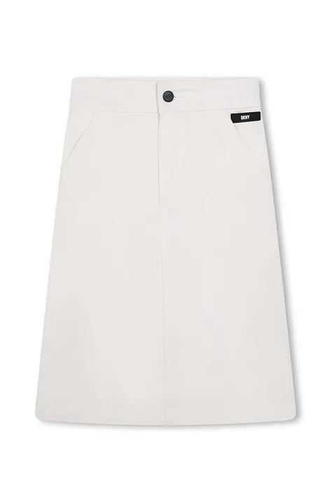 Детска дънкова пола Dkny в бяло среднодълга със стандартна кройка