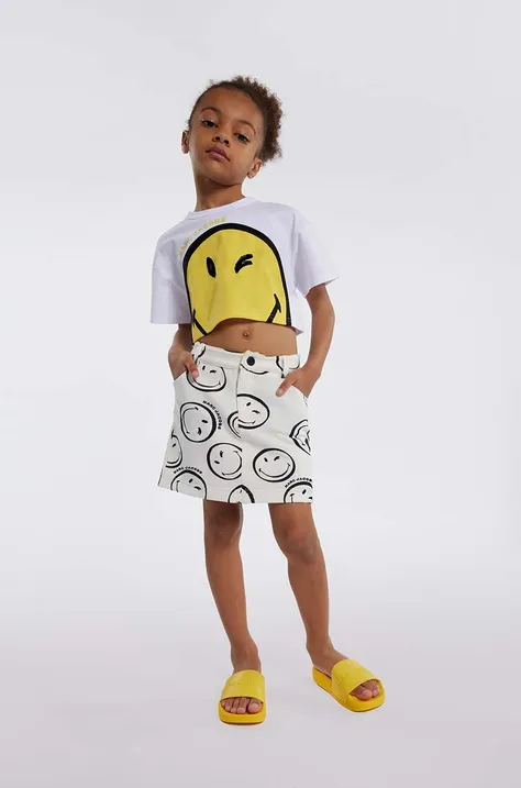 Dječje pamučna haljina Marc Jacobs boja: bež, mini, ravna