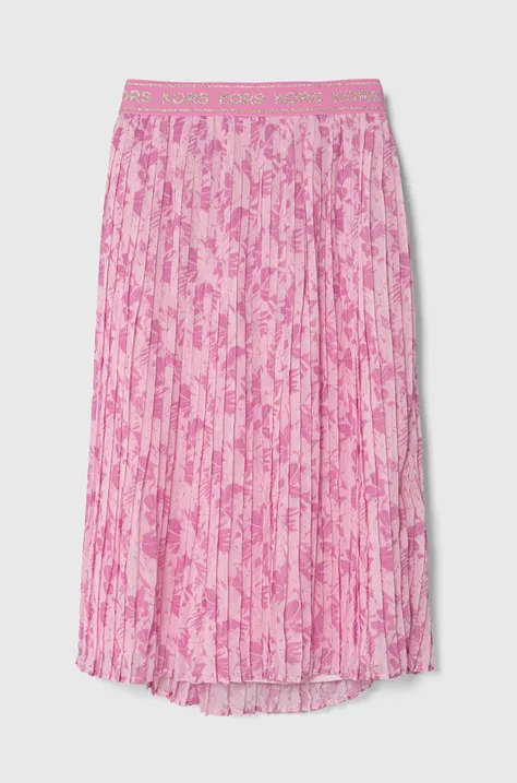 Dievčenská sukňa Michael Kors ružová farba, midi, áčkový strih