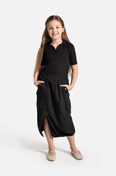 Dievčenská sukňa Coccodrillo čierna farba, midi, rovný strih