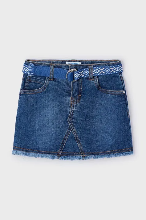 Mayoral spódnica jeansowa dziecięca kolor niebieski mini prosta