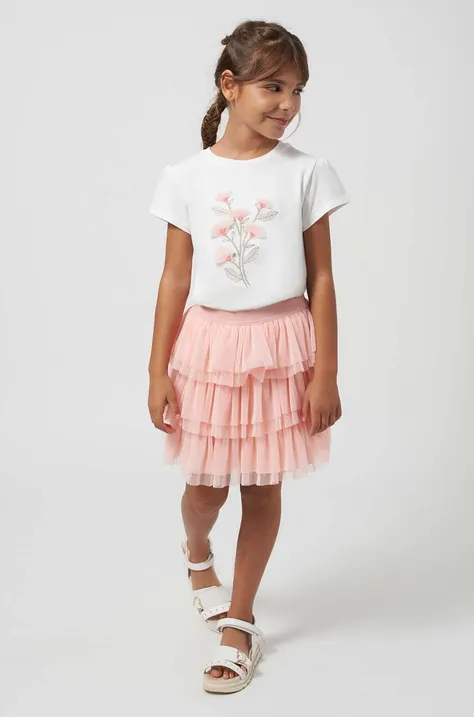 Dievčenská sukňa Mayoral ružová farba, mini, áčkový strih