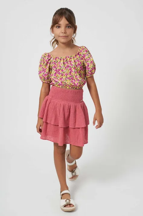 Mayoral spódnica bawełniana dziecięca kolor różowy mini rozkloszowana