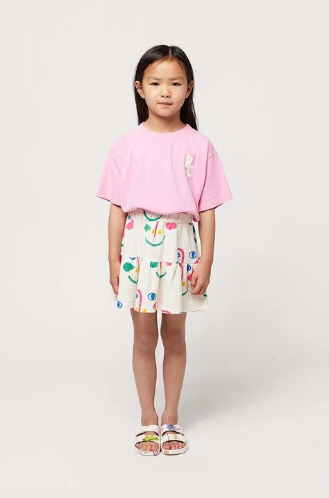 Dječje pamučna haljina Bobo Choses boja: bijela, mini, širi se prema dolje
