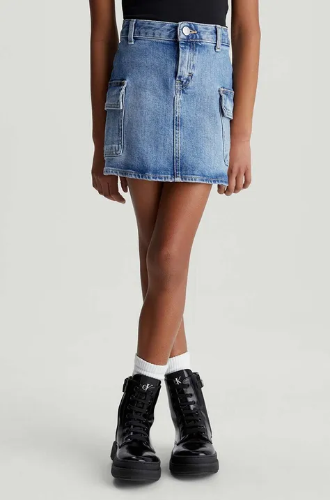 Джинсова бавовняна спідниця Calvin Klein Jeans mini пряма