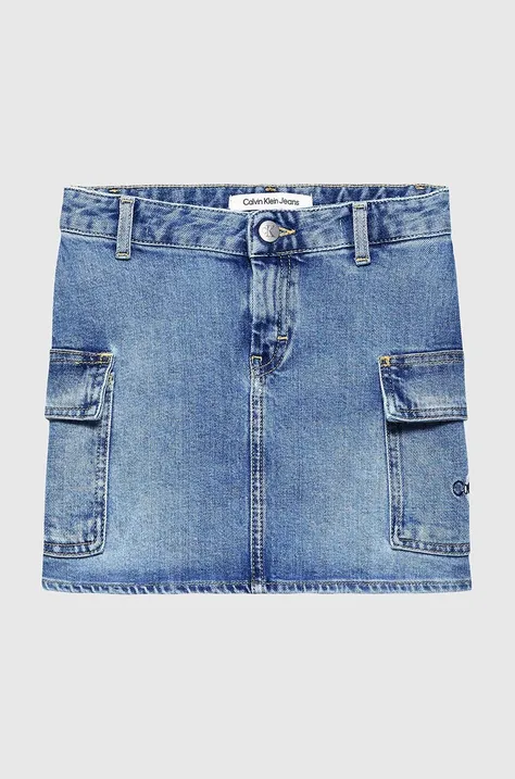 Calvin Klein Jeans spódnica jeansowa bawełniana kolor niebieski mini prosta