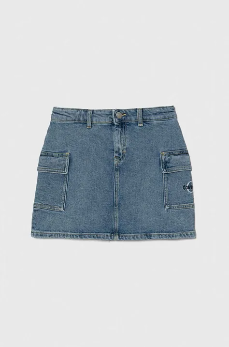 Pamučna traper suknja Calvin Klein Jeans mini, ravna