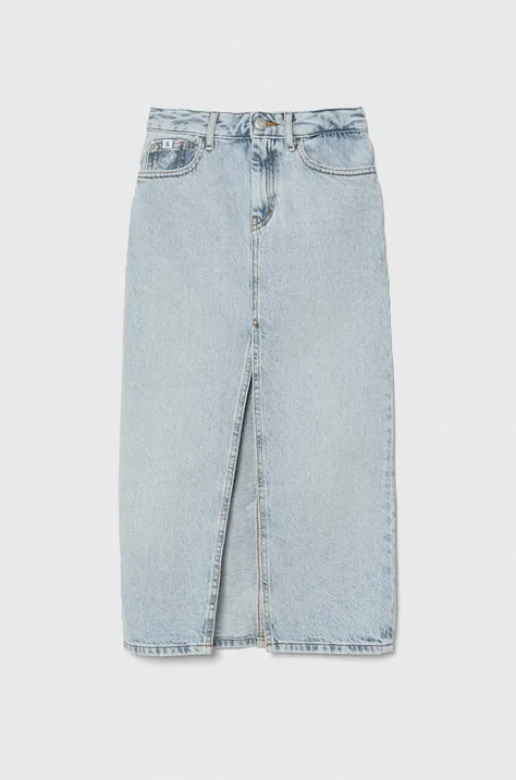 Calvin Klein Jeans spódnica jeansowa dziecięca kolor niebieski maxi prosta