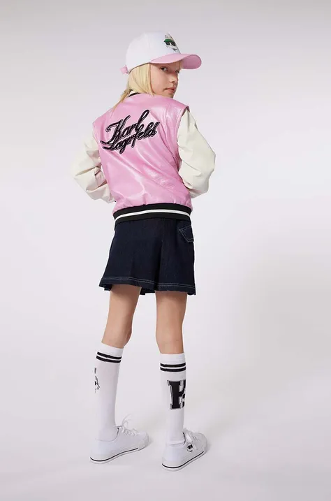 Dječja traper suknja Karl Lagerfeld boja: bijela, mini, ravna
