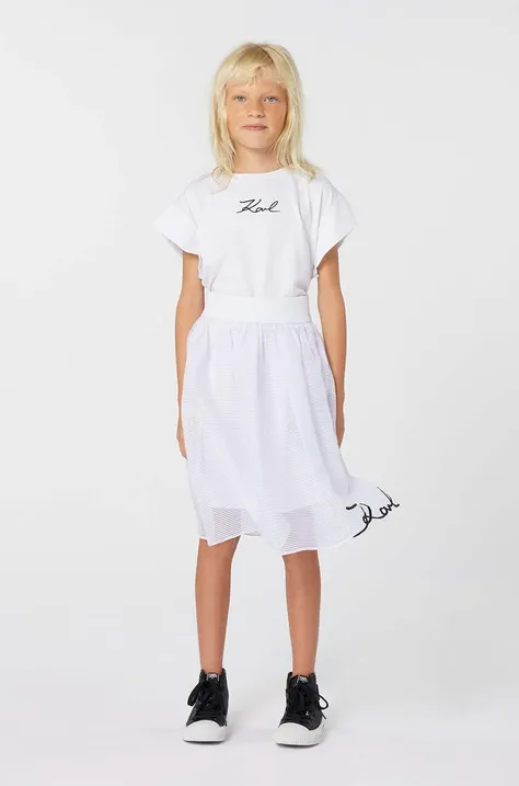 Karl Lagerfeld spódnica dziecięca kolor biały midi rozkloszowana
