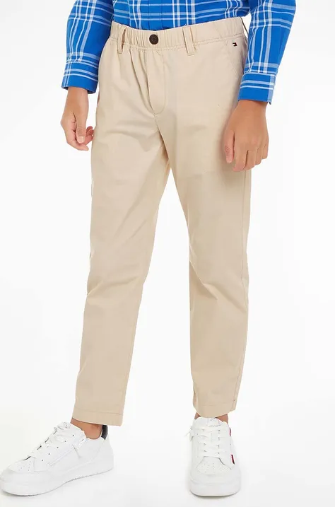 Tommy Hilfiger pantaloni copii culoarea bej, neted