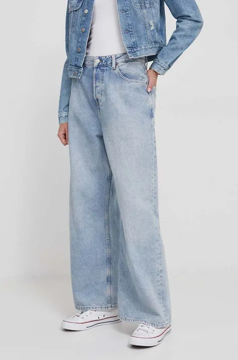 Tommy Hilfiger jeansy Slouchy damskie kolor niebieski