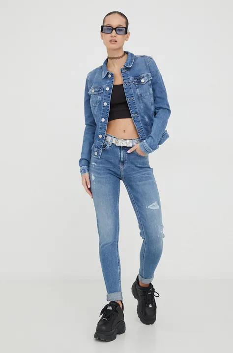 Tommy Jeans jeansy damskie kolor niebieski DW0DW17175