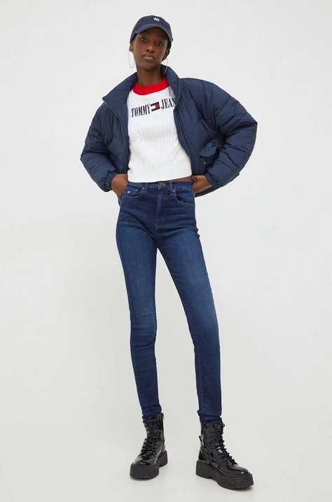 Rifle Tommy Jeans Sylvia dámske,tmavomodrá farba,DW0DW17151