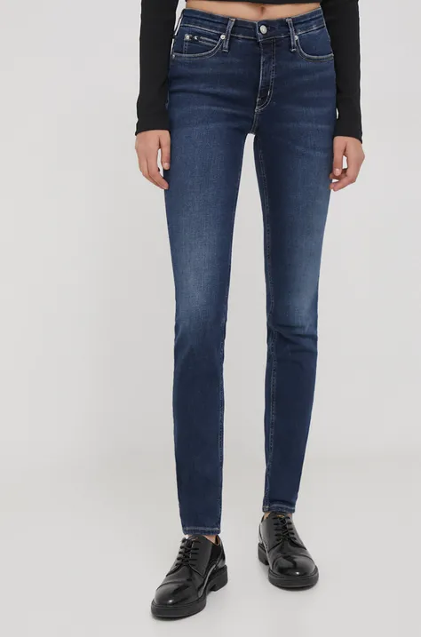 Calvin Klein Jeans jeansy damskie kolor granatowy