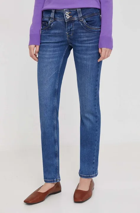 Pepe Jeans jeansy damskie kolor niebieski
