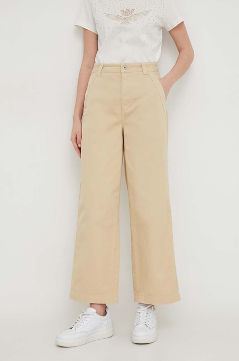 Pepe Jeans spodnie Tasha damskie kolor beżowy proste high waist PL211730