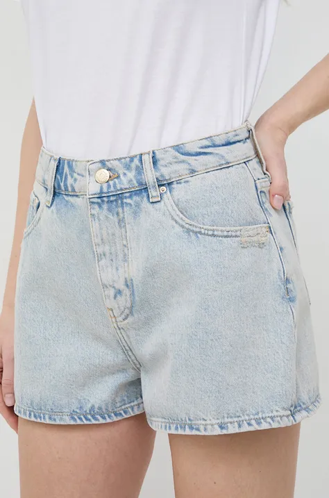 Armani Exchange szorty jeansowe damskie kolor niebieski gładkie high waist 3DYJ78 Y16JZ