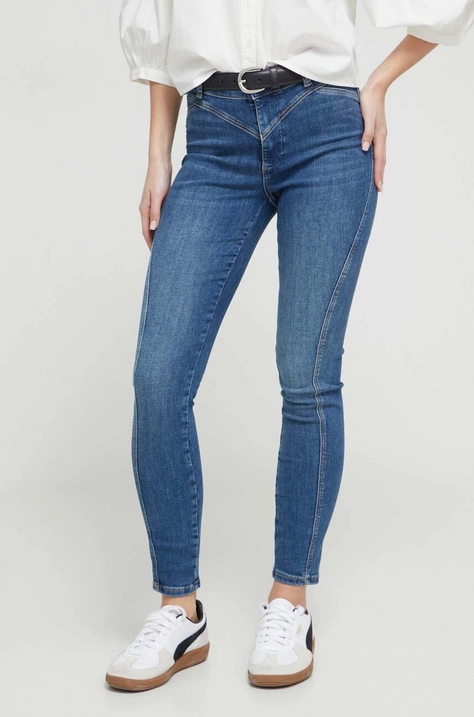 Desigual jeansi femei, culoarea albastru marin