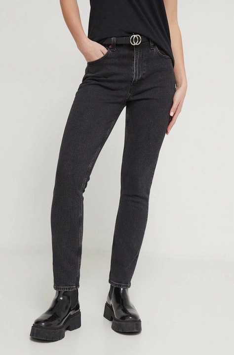 Abercrombie & Fitch jeansi femei, culoarea negru