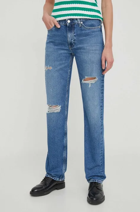 Дънки Calvin Klein Jeans с висока талия J20J222746