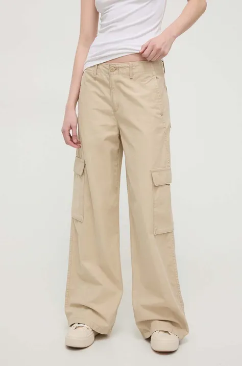 Levi's spodnie BAGGY CARGO damskie kolor beżowy szerokie high waist