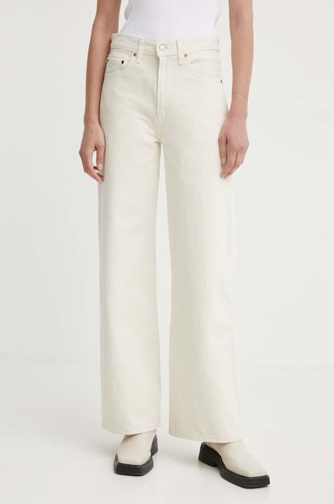Levi's jeans RIBCAGE WIDE LEG femei, culoarea bej A6081