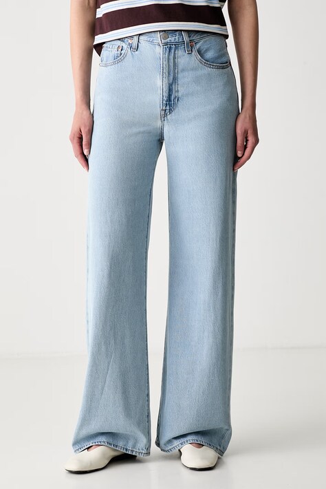 Levi's jeansy wide leg damskie RIBCAGE WIDE LEG niebieskie A6081