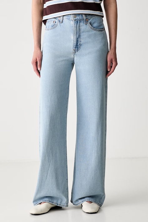 Levi's jeansy wide leg damskie RIBCAGE WIDE LEG niebieskie A6081