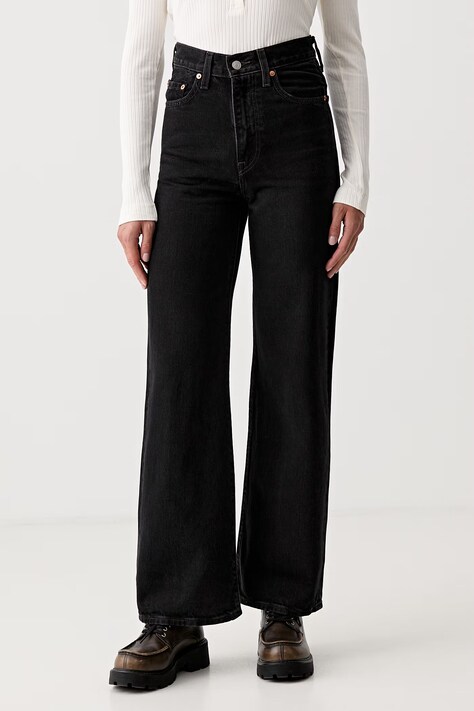 Levi's jeansy wide leg damskie RIBCAGE WIDE LEG czarne A6081