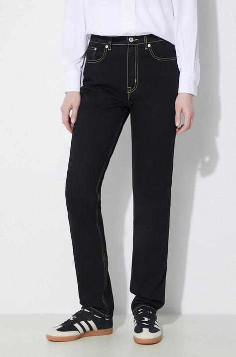 Kenzo jeansi Solid Asagao Straight femei medium waist, FD62DP2106C1.BM