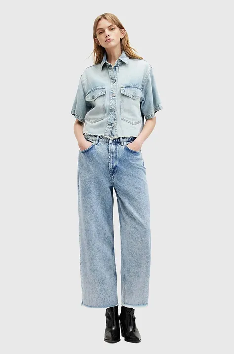 AllSaints jeansy BLAKE CROPPED JEAN damskie kolor niebieski W053EA