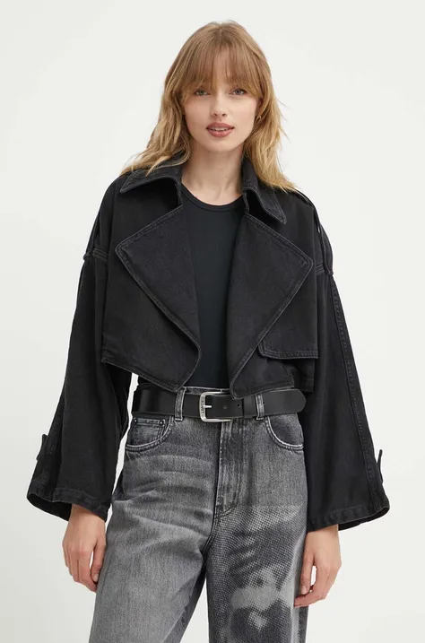 K+LUSHA kurtka jeansowa damska kolor czarny przejściowa KLOLIMPIDF131KLW13