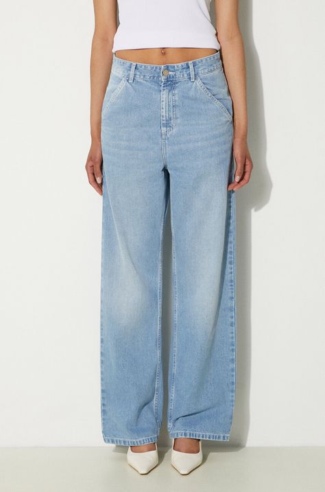 Rifle Carhartt WIP Simple Pant dámske, vysoký pás, I031924.01ZO