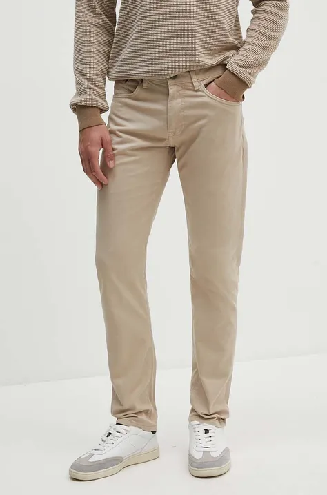 Gant spodnie męskie kolor beżowy dopasowane 1000368