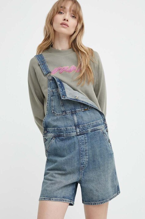 G-Star salopetă jeans bumbac, cold shoulder